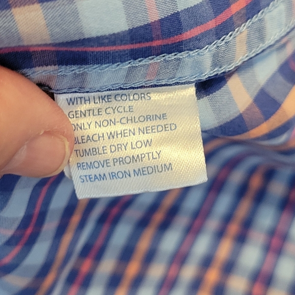 Southern Tide Classic Fit Cotton Buttondown - Plaid blues/coral - Picture 5 of 7